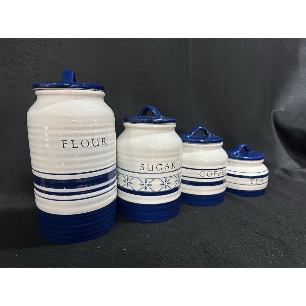 S/4 Ceramic Blue and White Canister Set